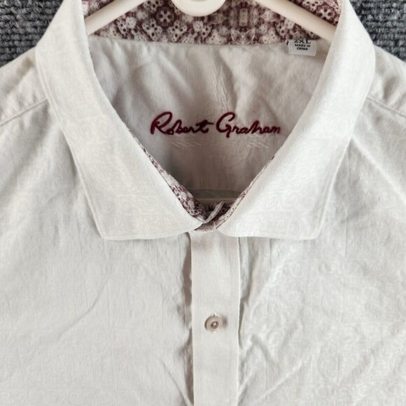 Robert Graham 2XL Classic Fit Geometric Pattern White Long Sleeve Button Up Men - Picture 1 of 16